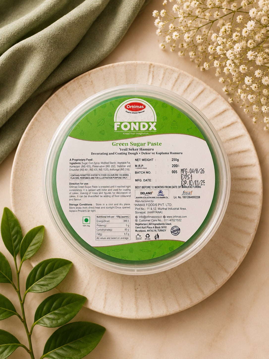 SUGAR PASTE GREEN COLOR (FONDX)