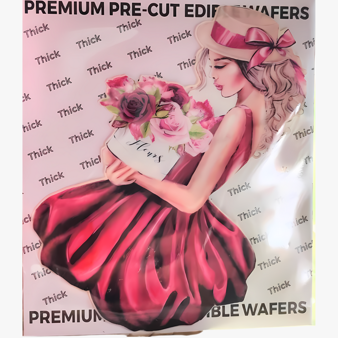 Red Dress Girl Theme Edible Precut