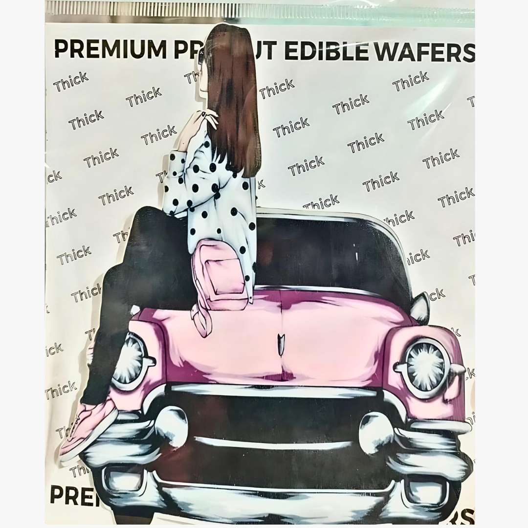 Sit Girl on Car Theme Edible Precut