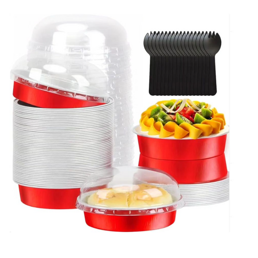 Foil round red medium 200-250gm (25 pcs pack)