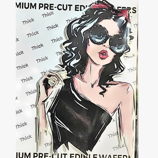 Black Dress Girl Theme Edible Precut