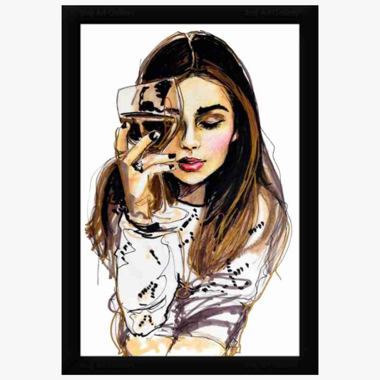 Girl with glass Theme Edible Precut