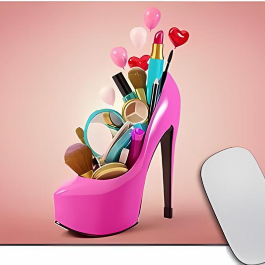Lady Makeup Shoe Theme Edible Precut