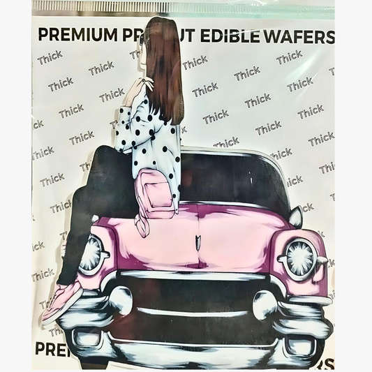 Sit Girl on Car Theme Edible Precut